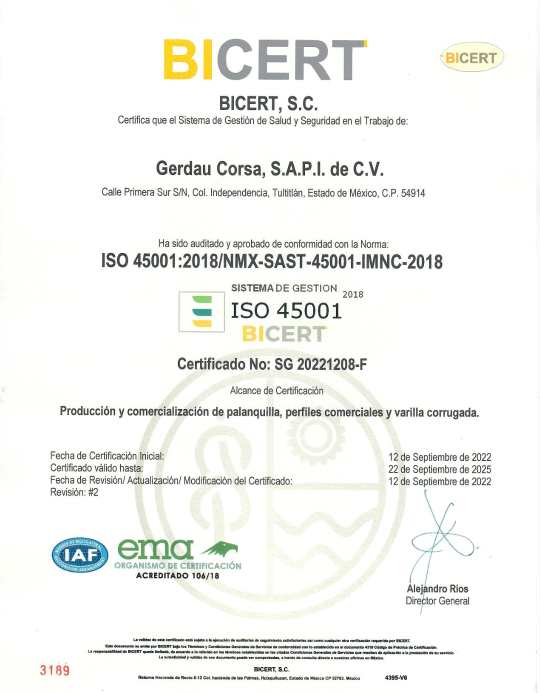 Certificado ISO 9001:2015