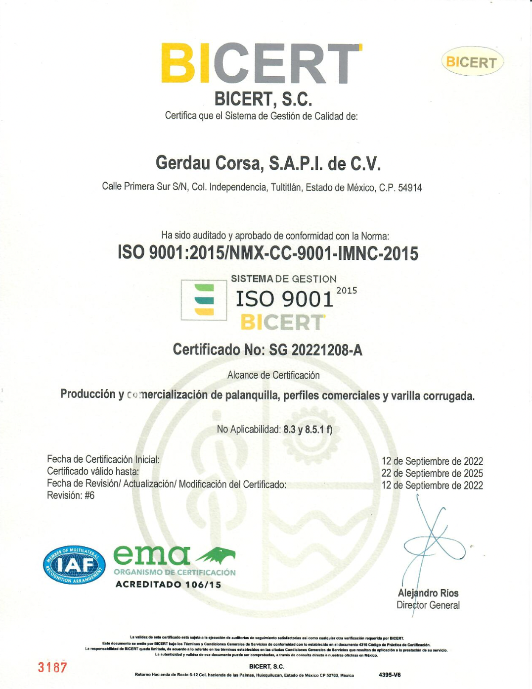 Certificado ISO 9001:2015