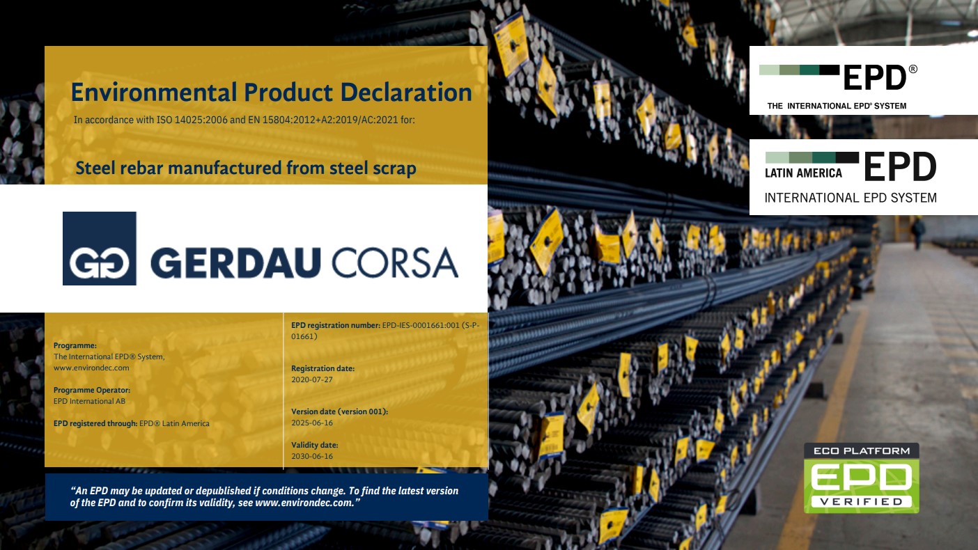 EPD Steel Rebar Manufactured From Steel Scrap